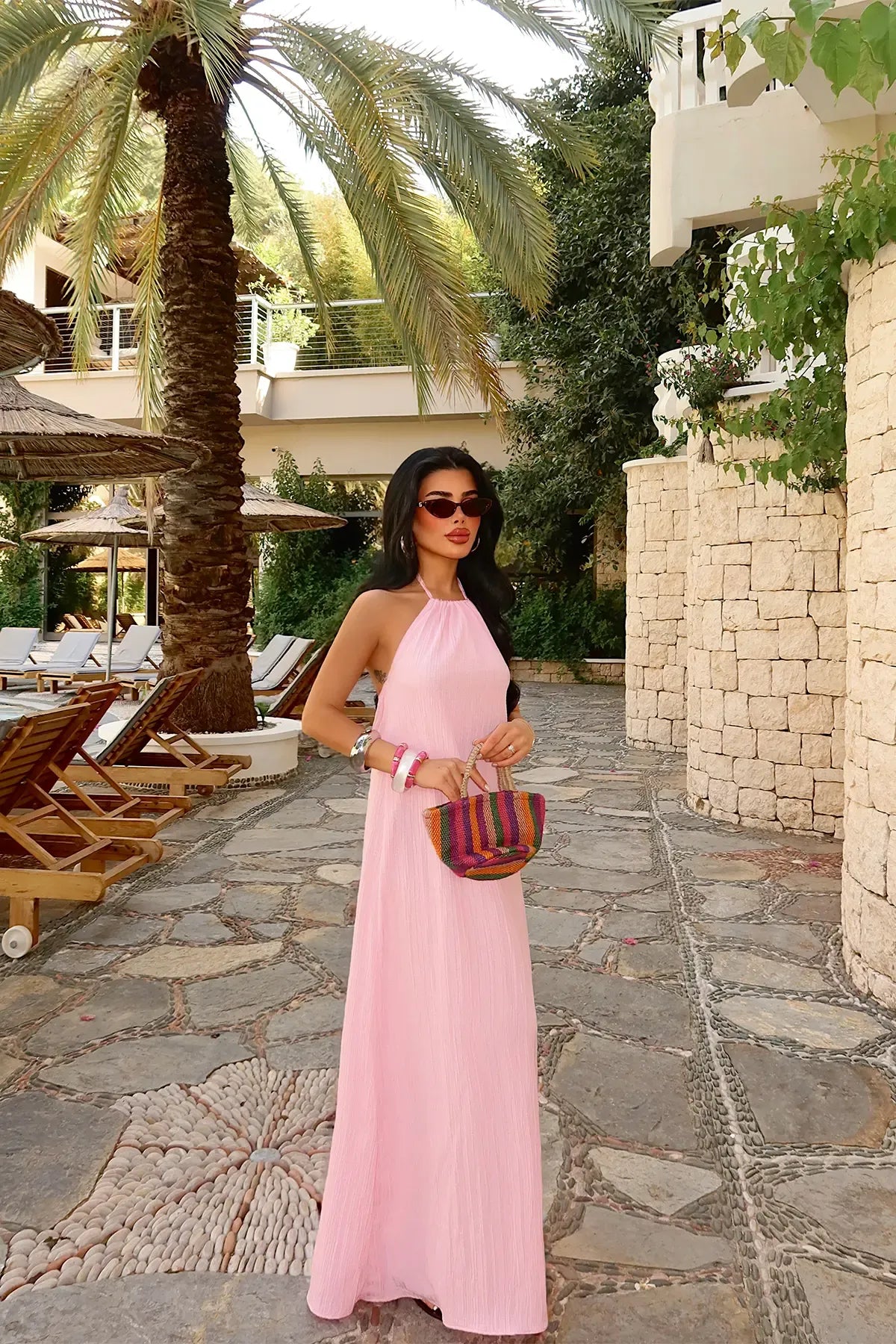 Pink Halter Neck Dress