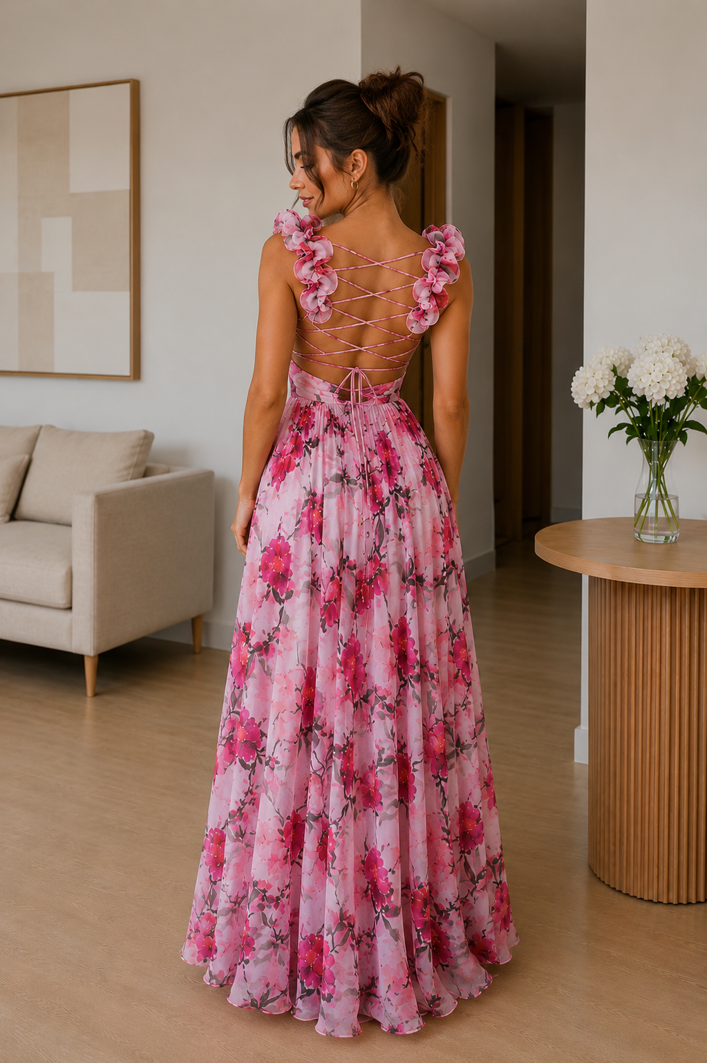 Aurelia Lace-Up Maxi Dress
