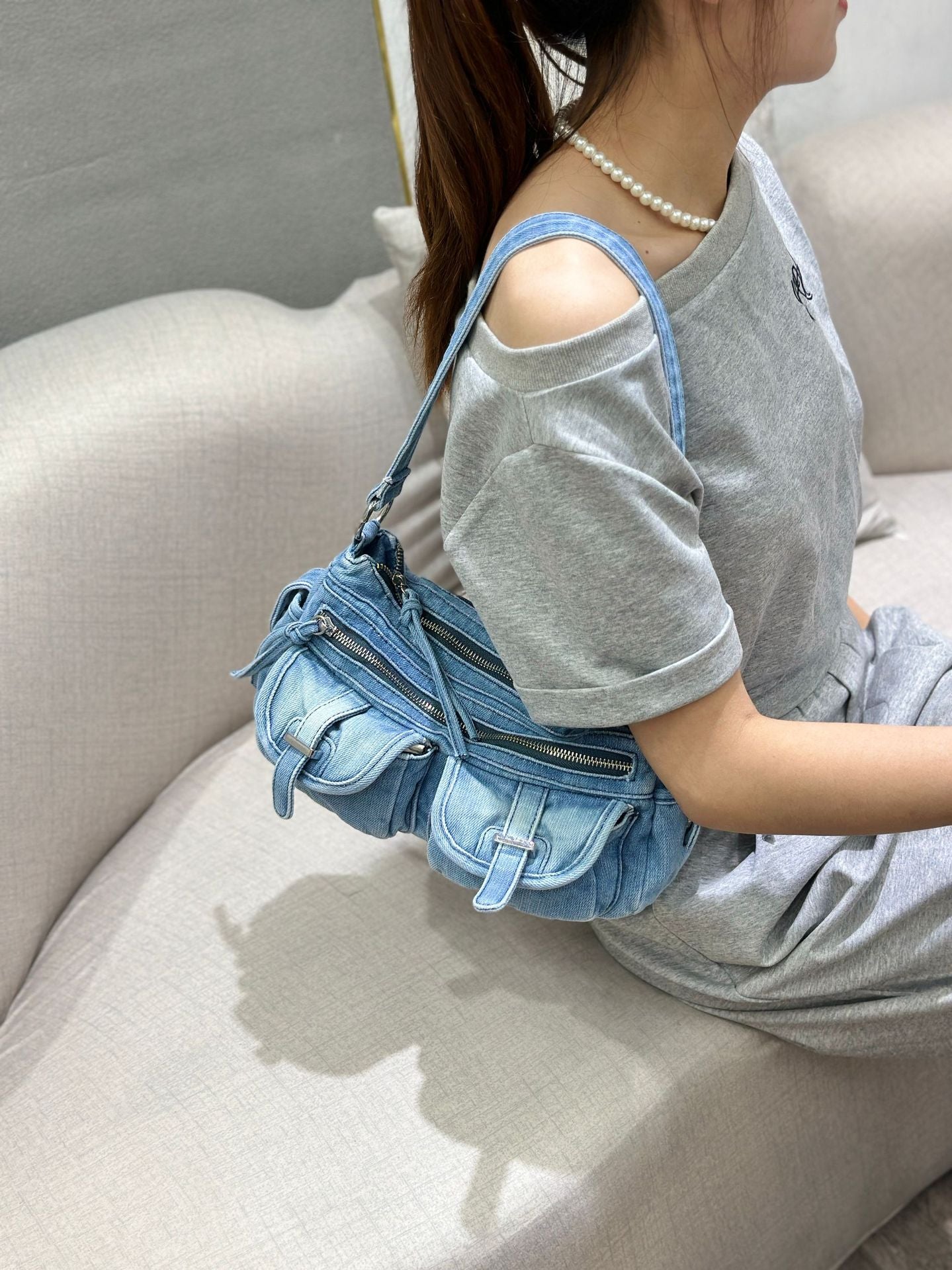 Denim Classic Shoulder Bag