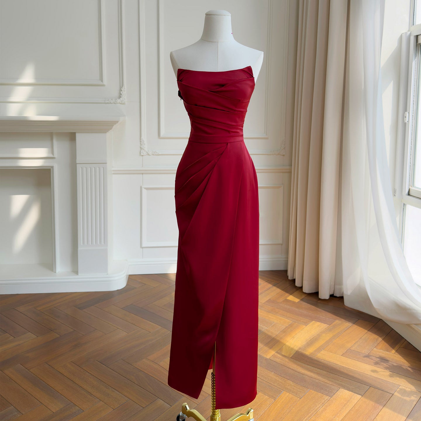 Valentina Satin One-Shoulder Maxi Dress