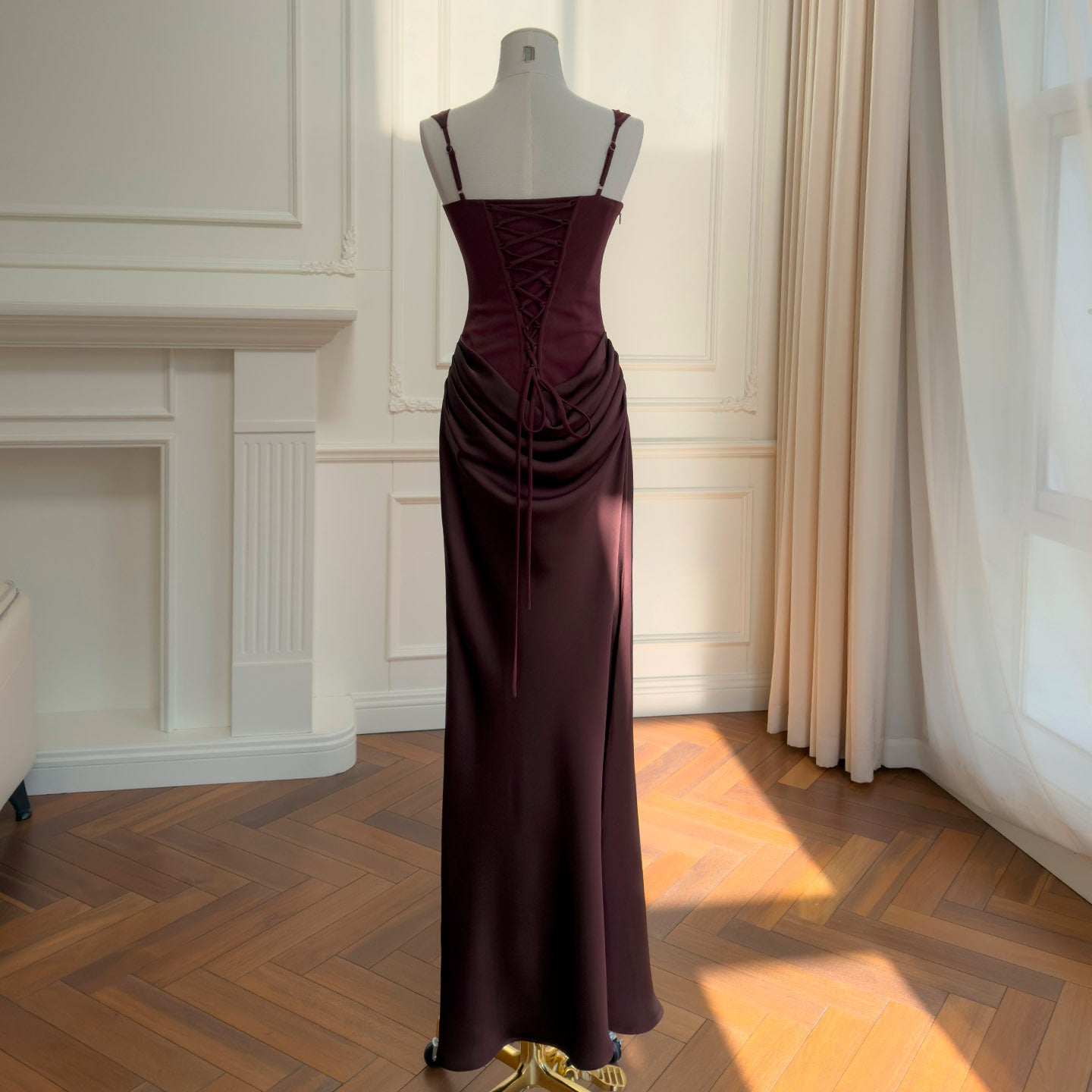 Bordeauxé Satin Maxi Dress