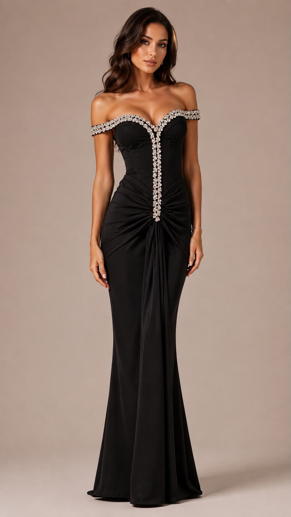 Rhinestone Embellished Bandage Gown