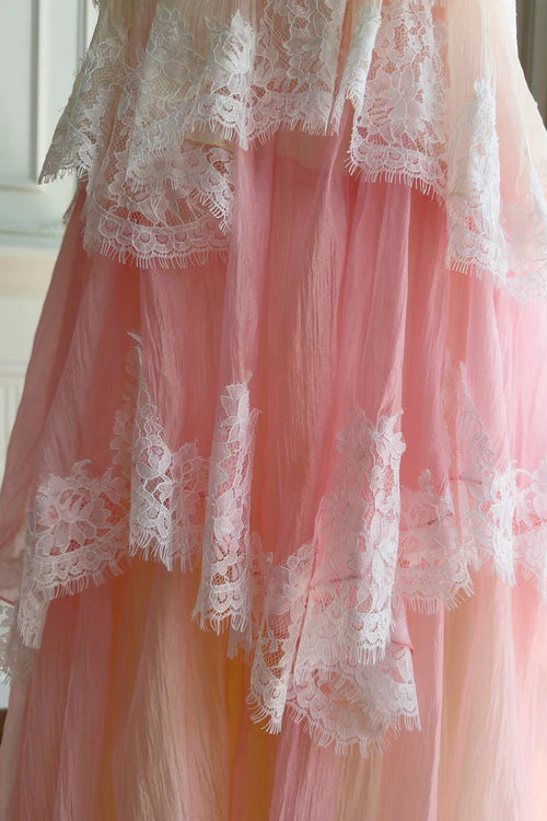 Pechella Mesh Cake Maxi Dress