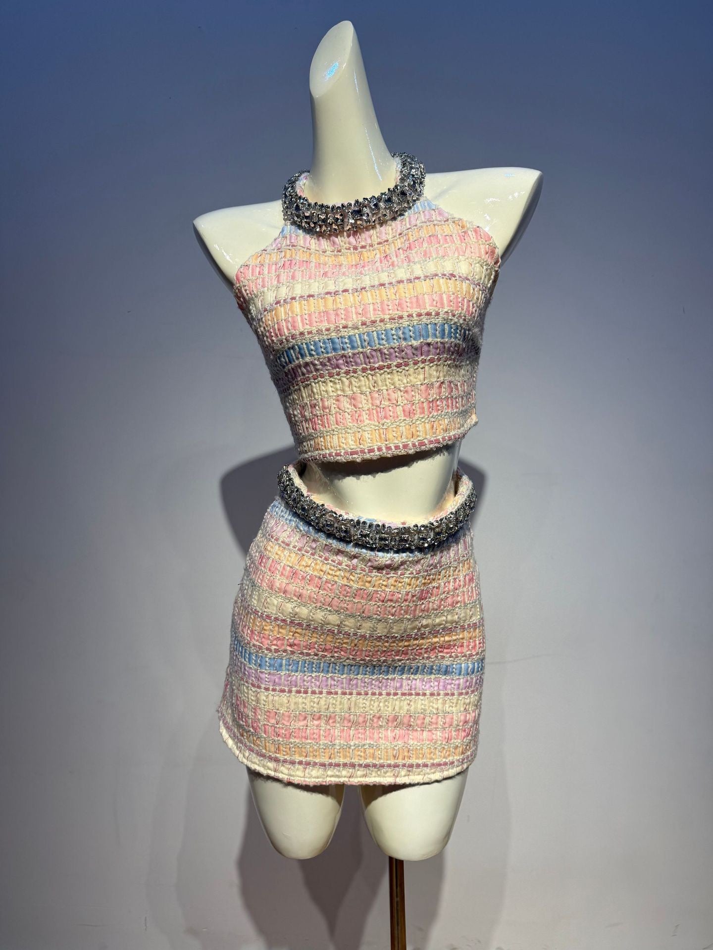 Pastel Tweed Two-Piece Set