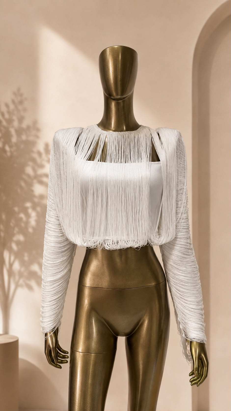 White Fringe Bandage Top