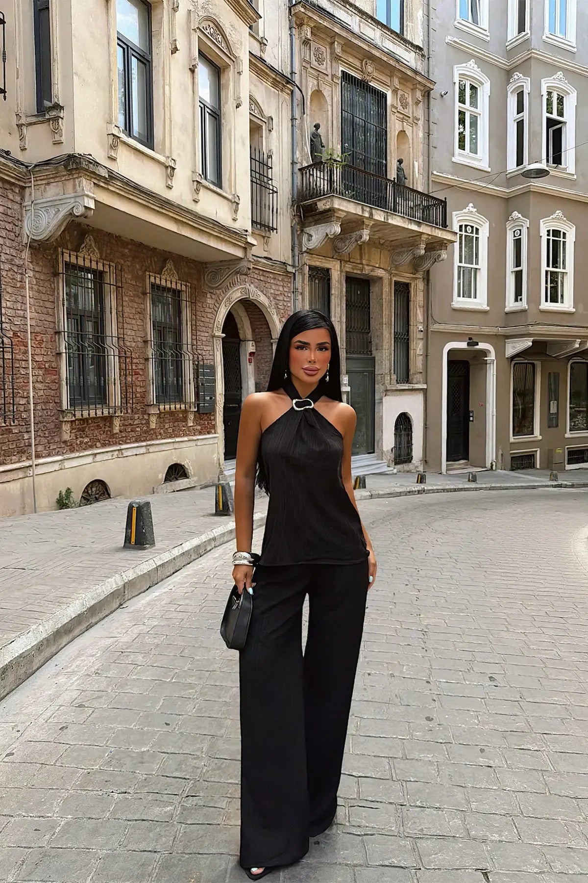 Two-Piece Set with Black Trousers