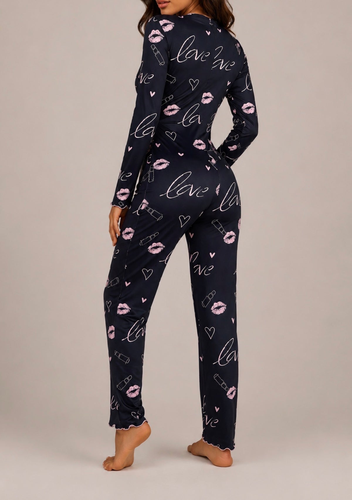 Lip Print Sleep Jumpsuit
