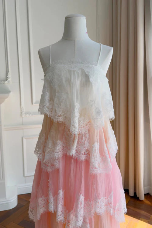 Pechella Mesh Cake Maxi Dress