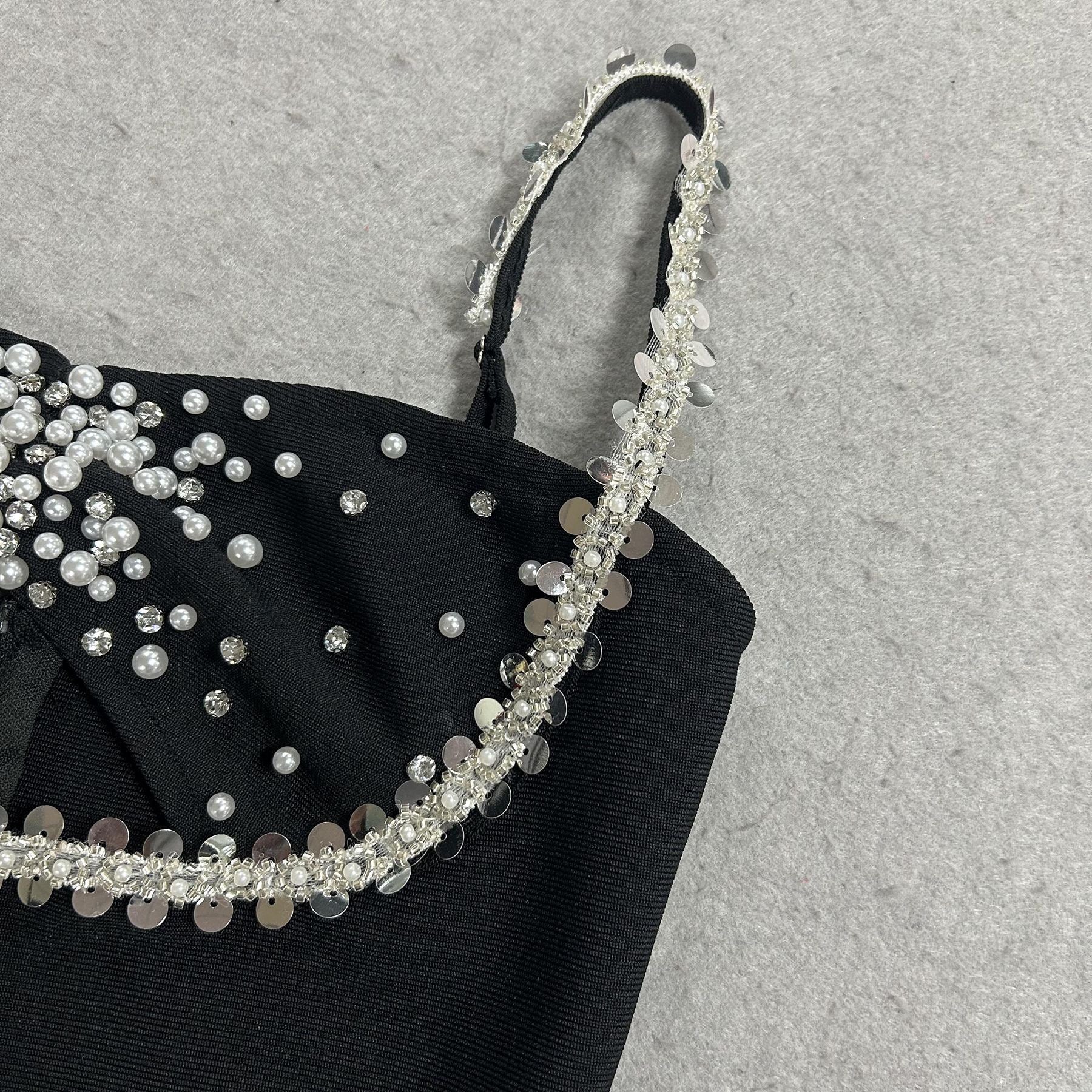 Pearl Beaded Bust Slip Dress