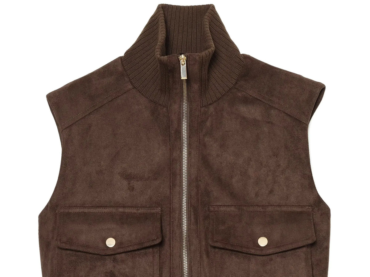 Darcia Rib-Collar Suede Vest
