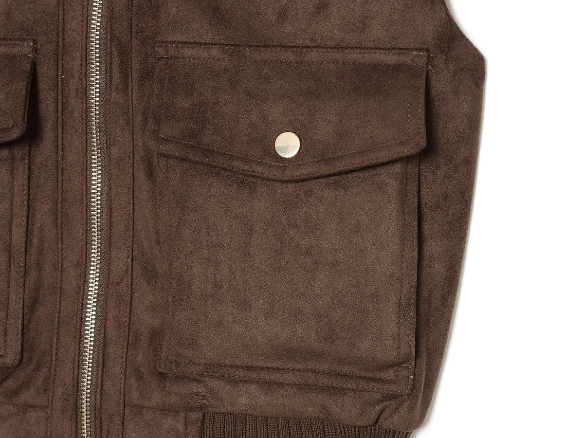Darcia Rib-Collar Suede Vest