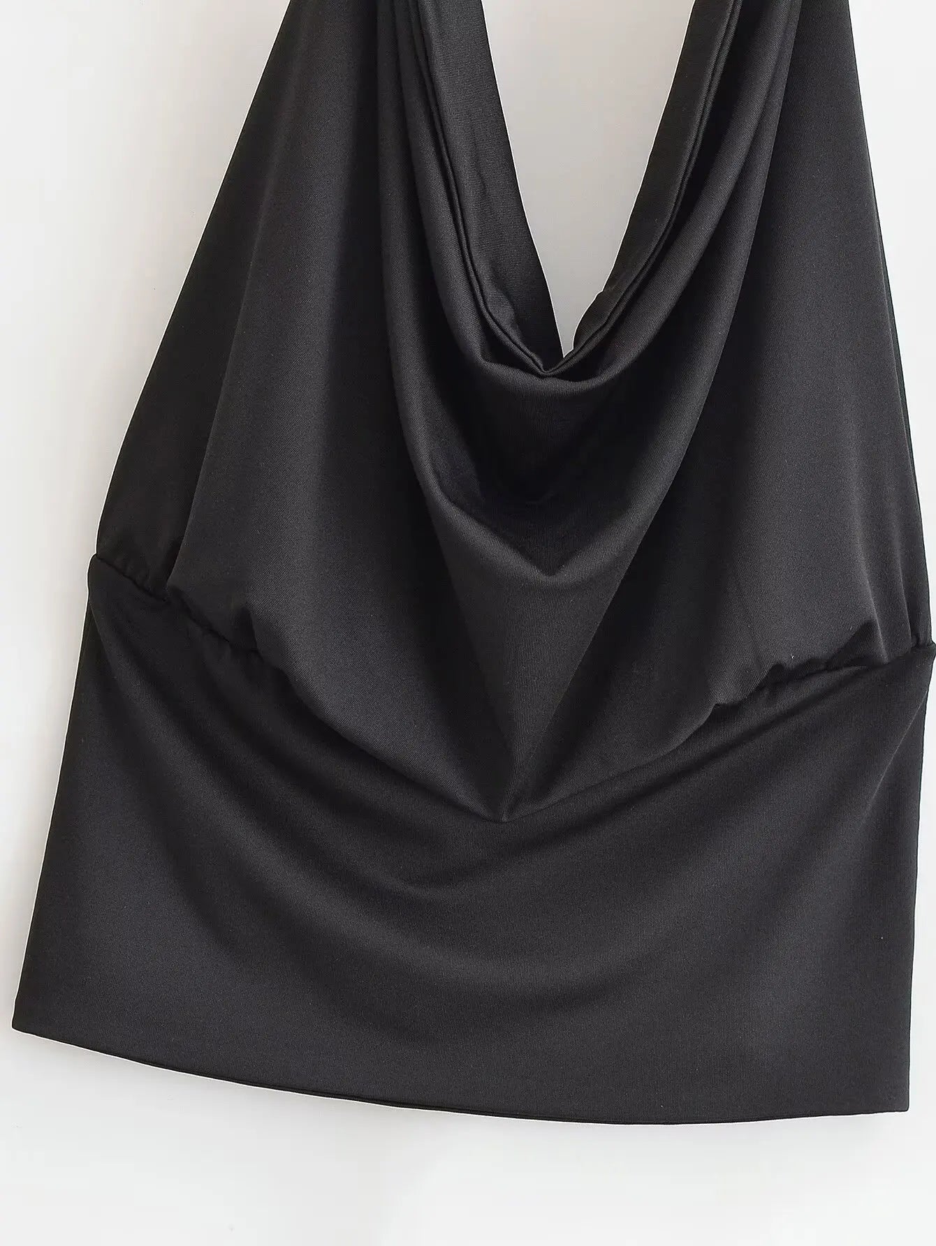 Metal Ring Halter Neck Draped Tank Top
