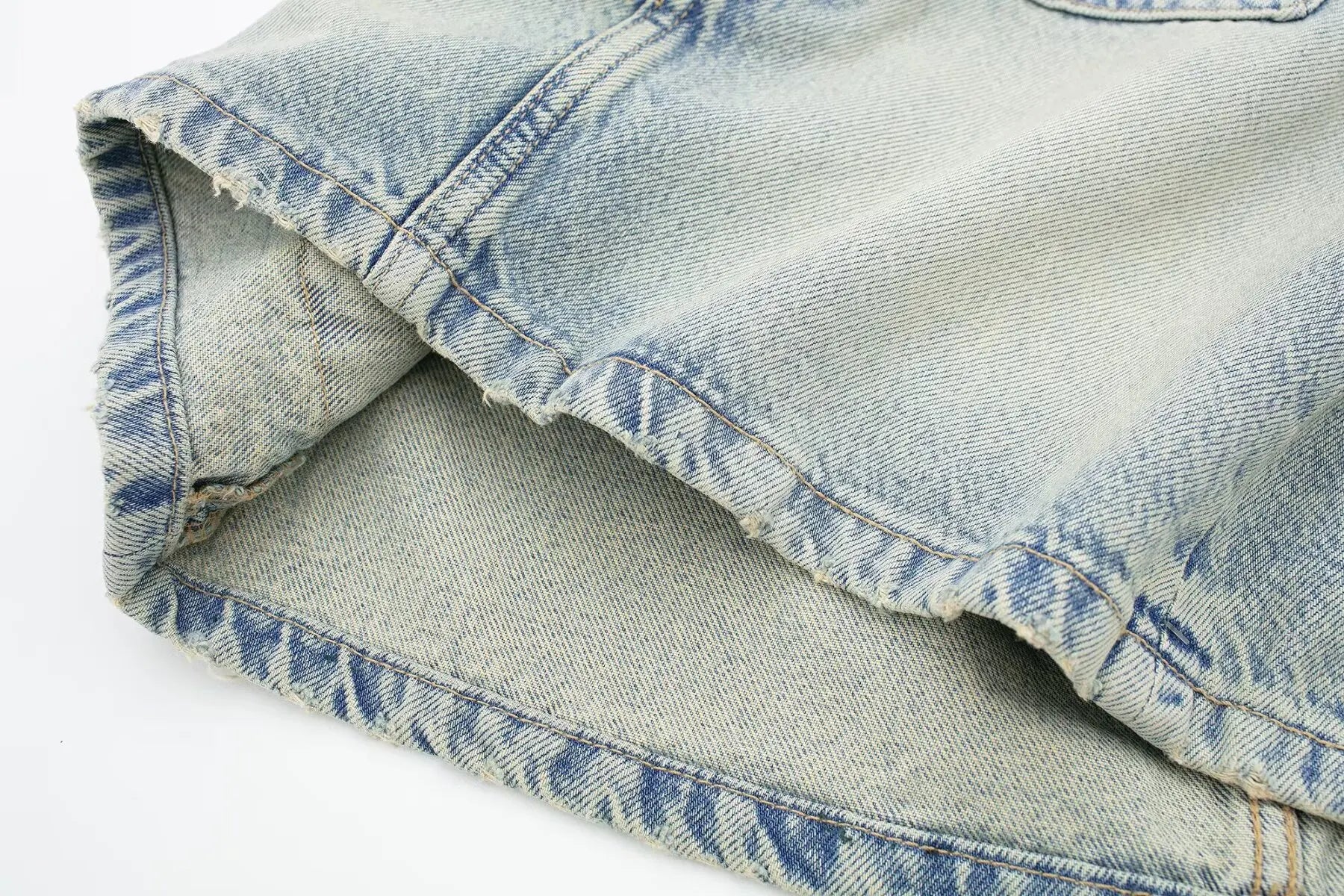 Washed Denim Cargo Mini Skirt