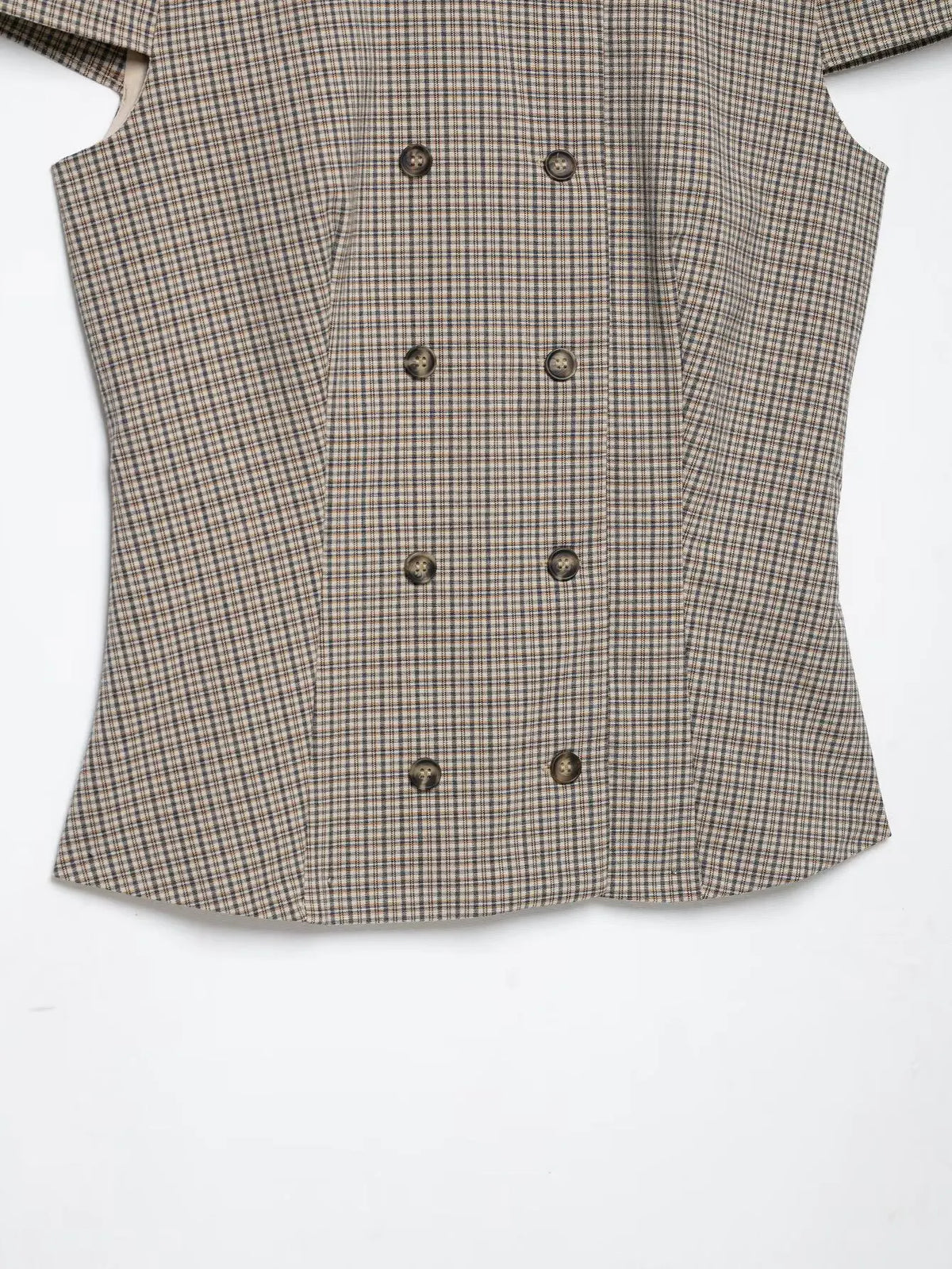 Odalie Check Cap-Sleeve Top