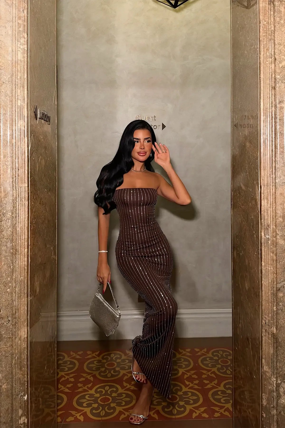 Dark Brown Strapless Dress