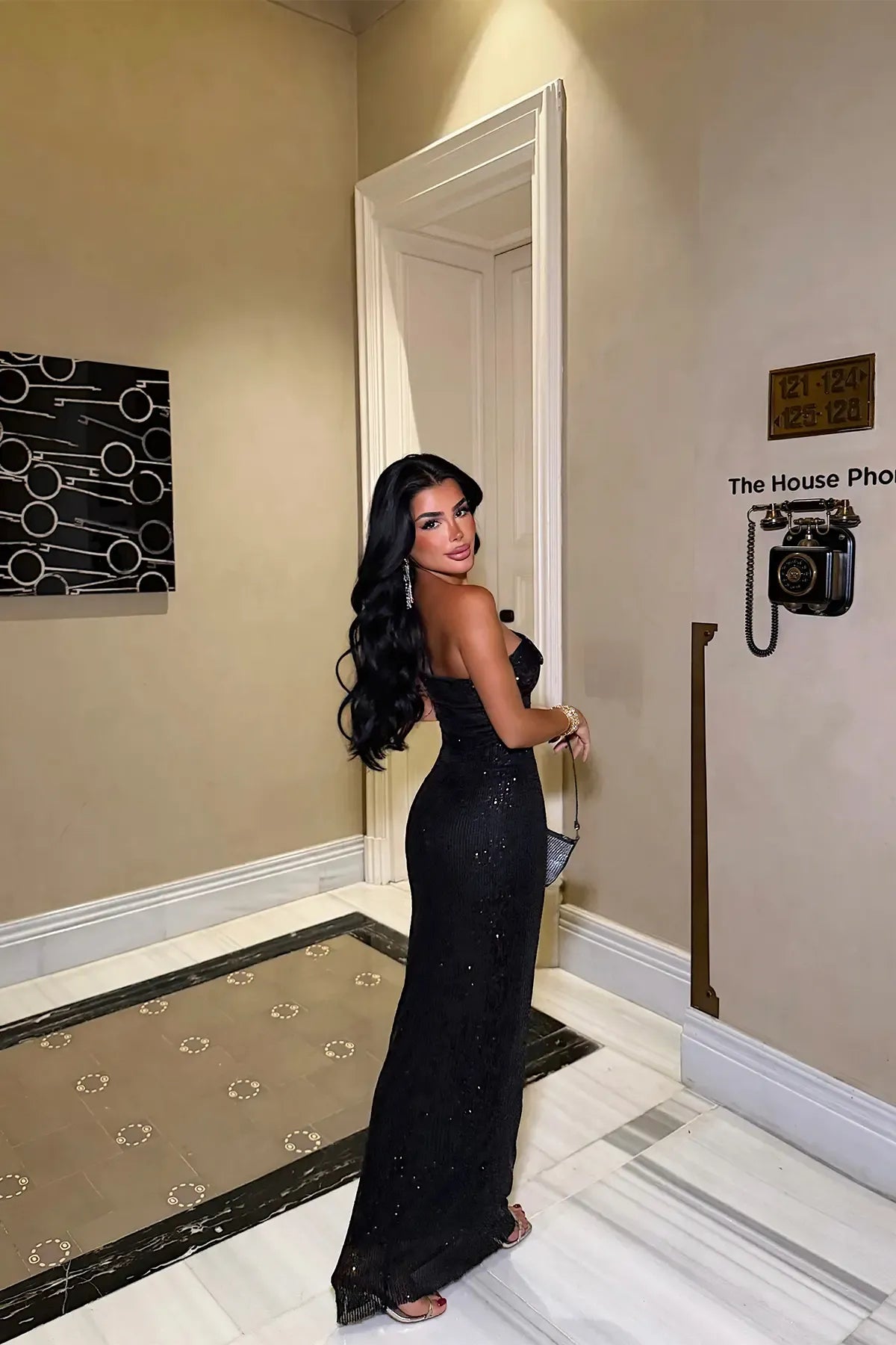 Black Sequin-Detail Dress