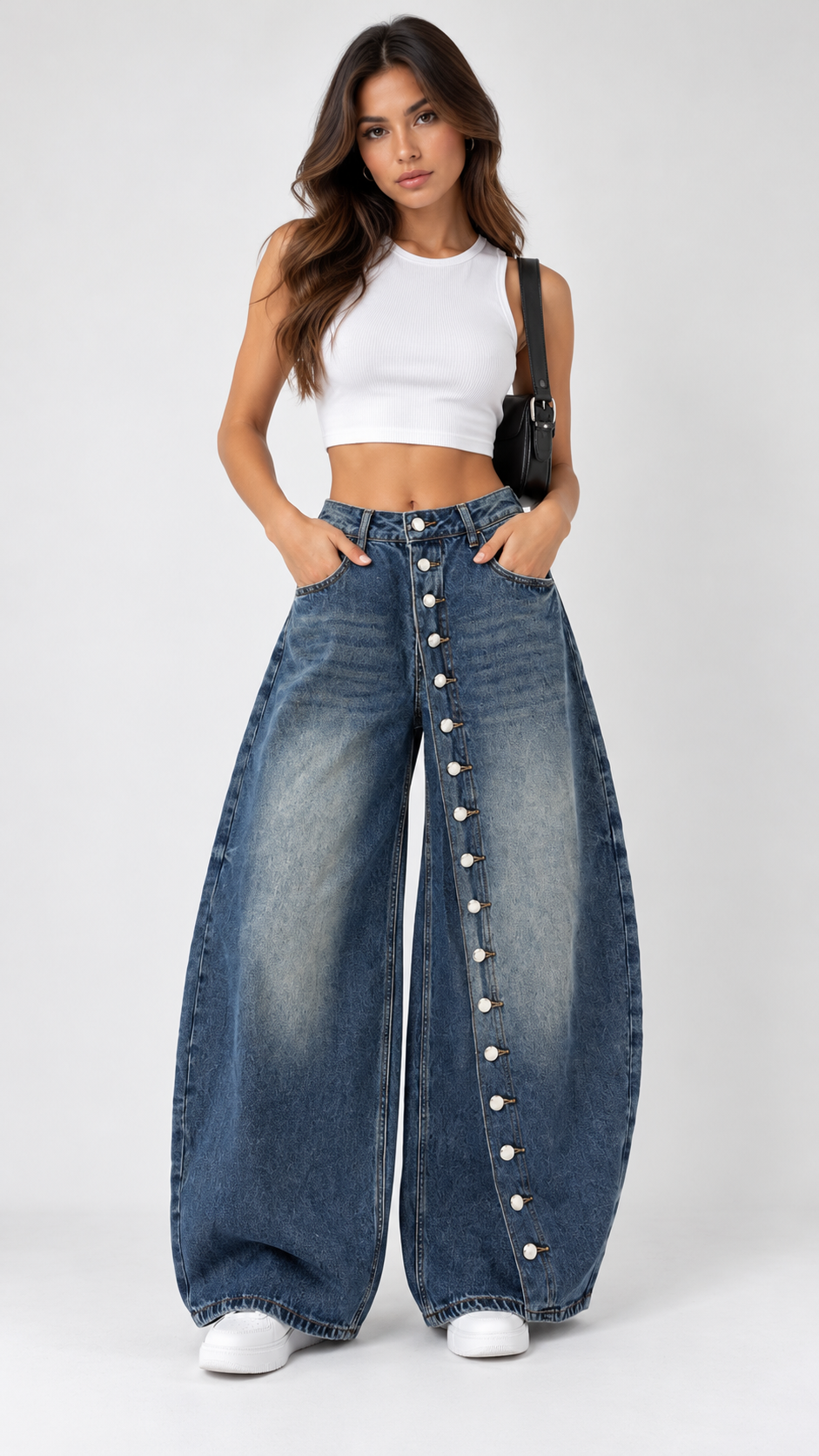 Jolanda Button-Seam Jeans
