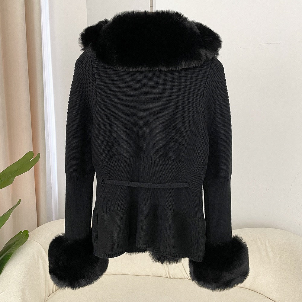 Knitted Fur Cardigan