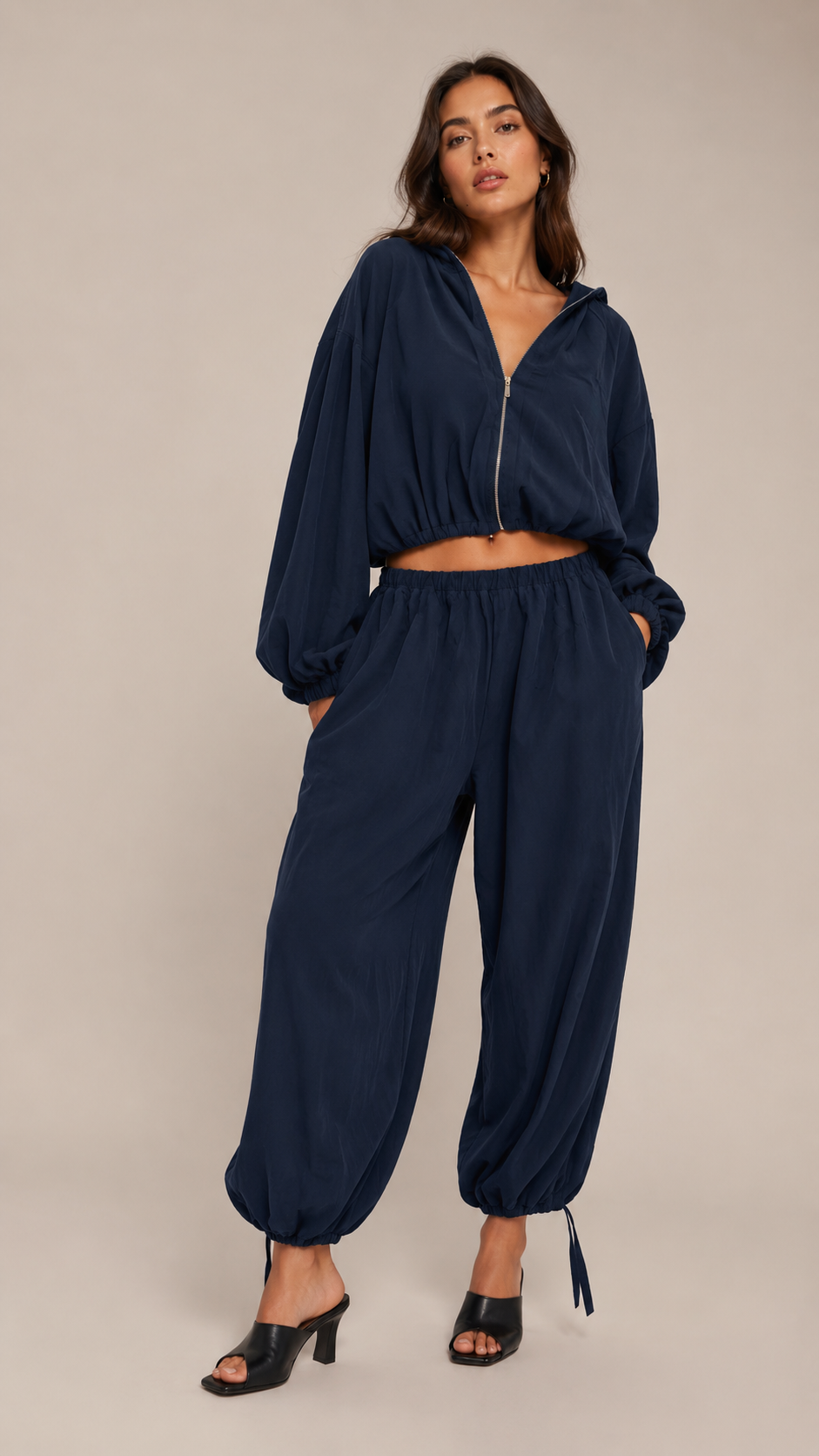 Zip Collar Top and Jogger Set