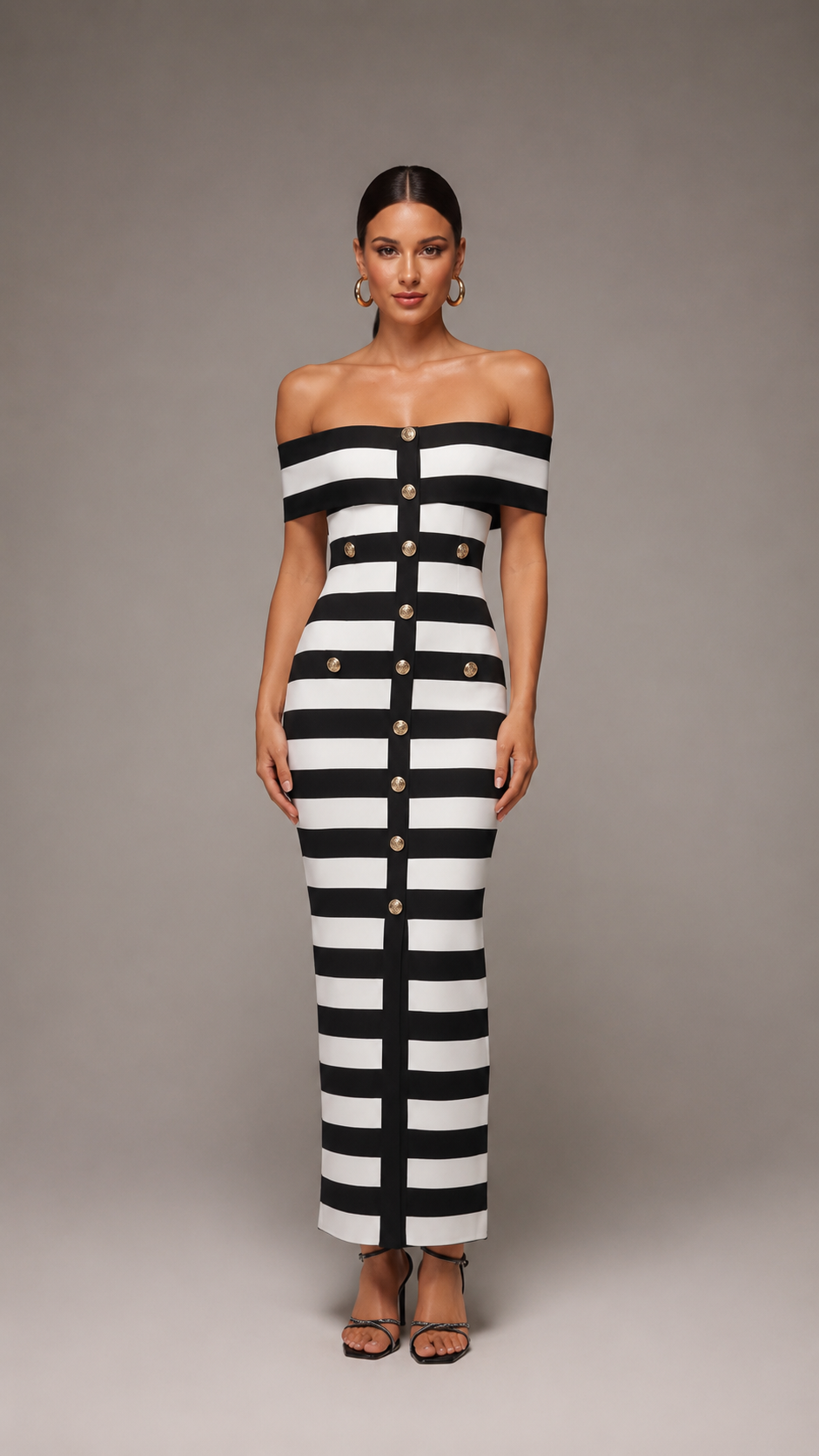 Rivette Striped Off-Shoulder Maxi Dress