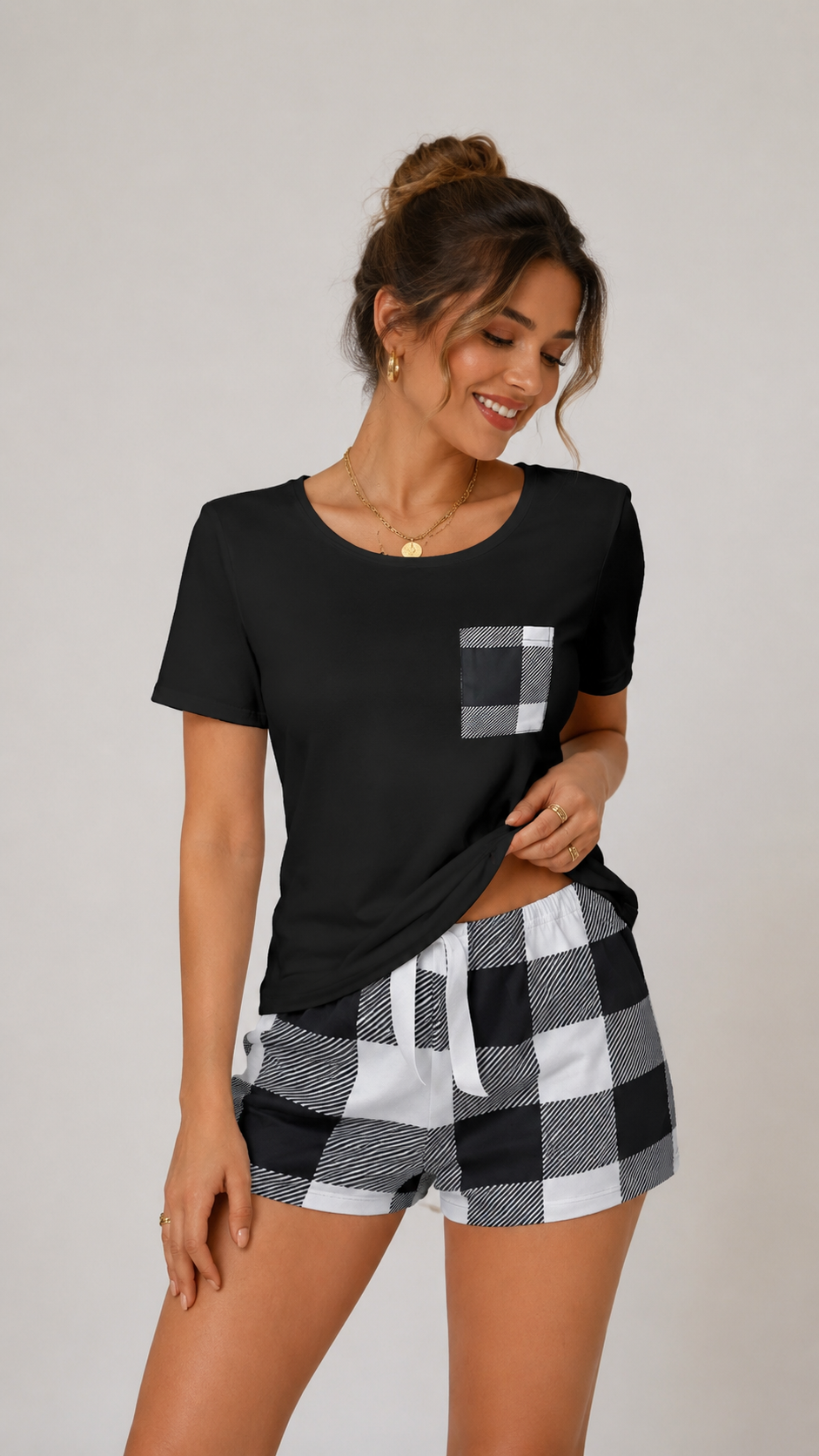 Plaid Short Pajama Set