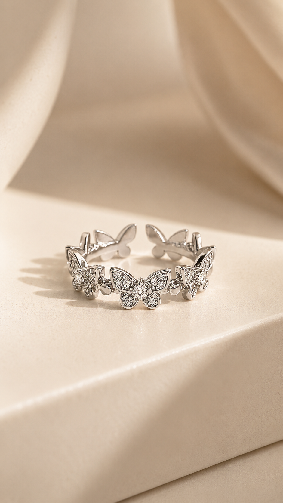 Pave Butterfly Open Ring