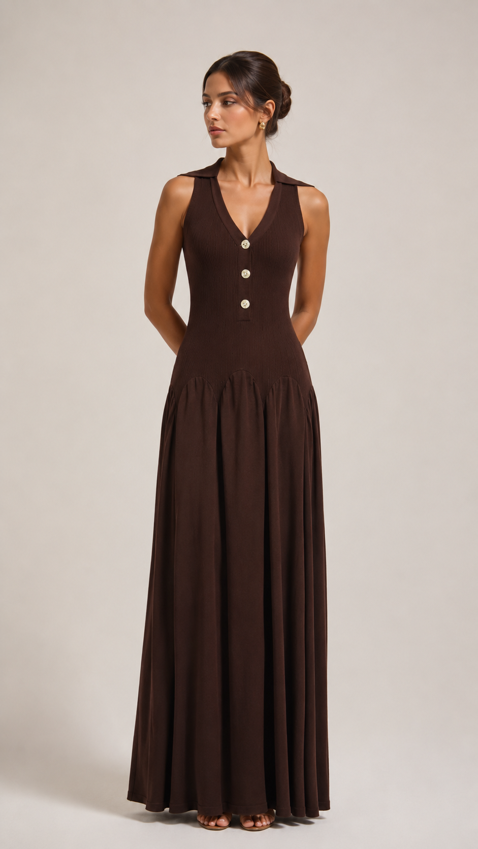 Noemi Ribbed Knit Column Maxi Dress