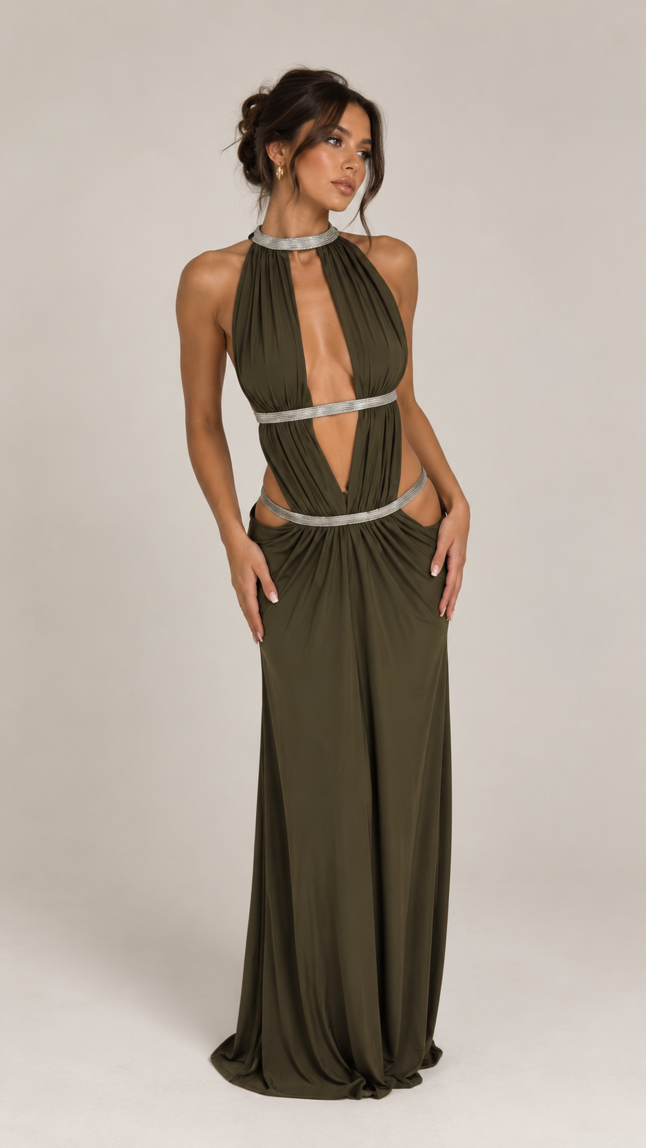 Nyra Cutout Halter Gown