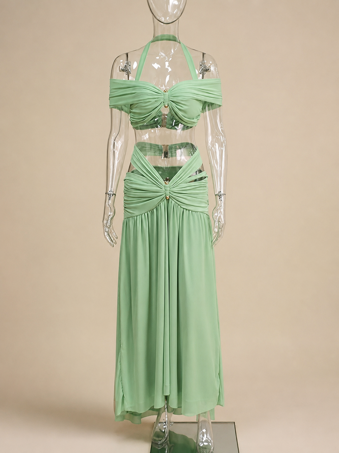 Selene Pleated Halter Set