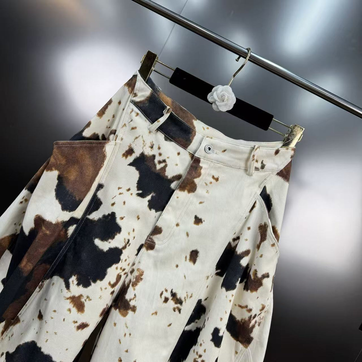 Dakota Cow Print Wide Pants