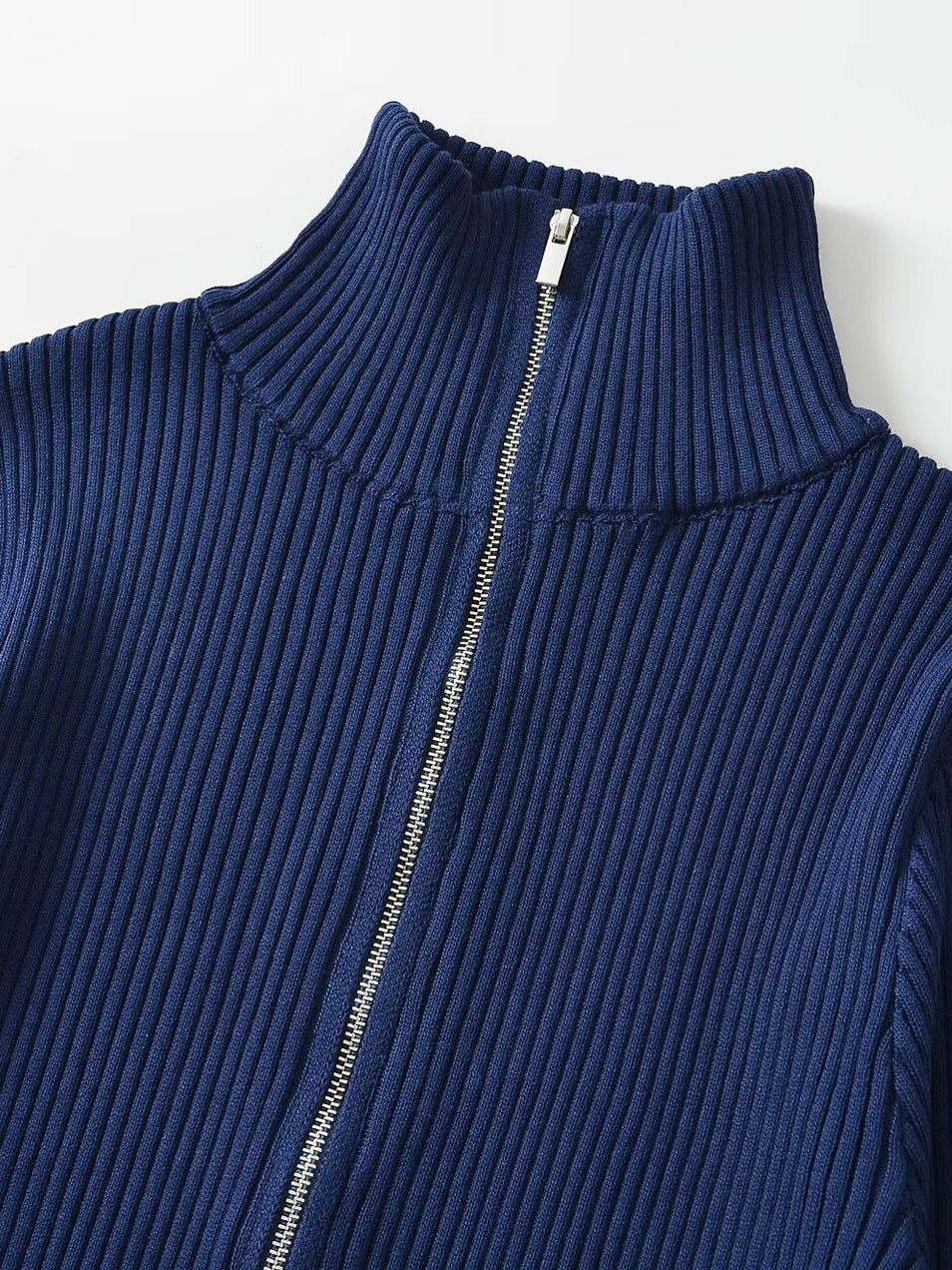 Nadia Ribbed Zip Knit Cardigan