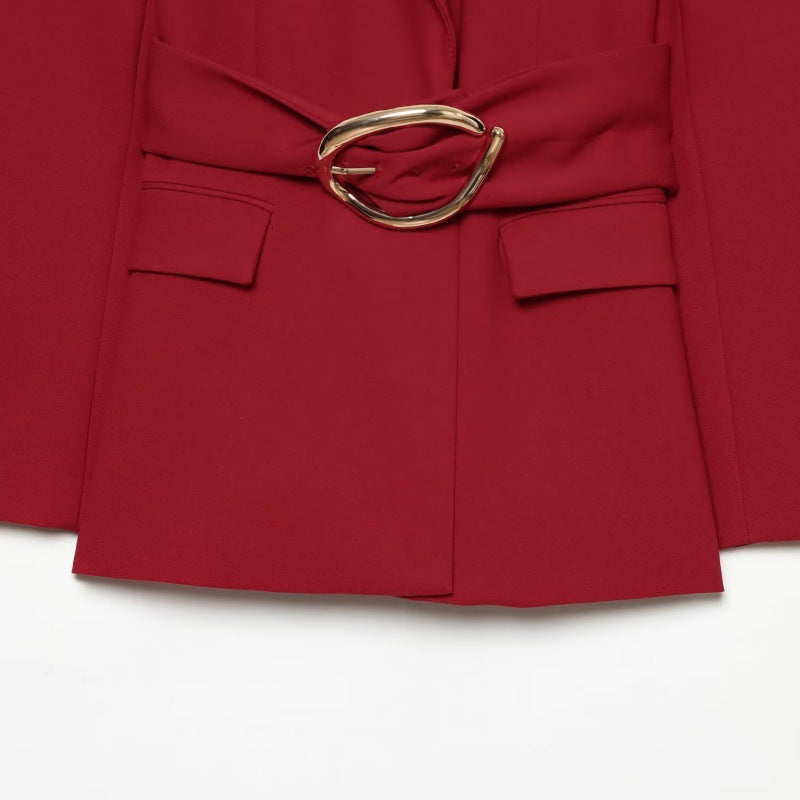 Ondrea Sculpted-Buckle Blazer