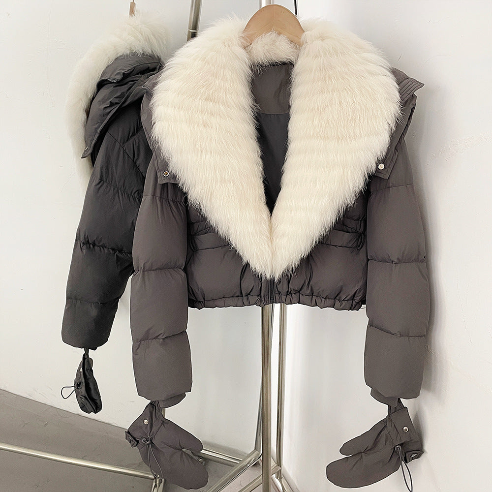 Anastasia Fox-Stole Hooded Puffer
