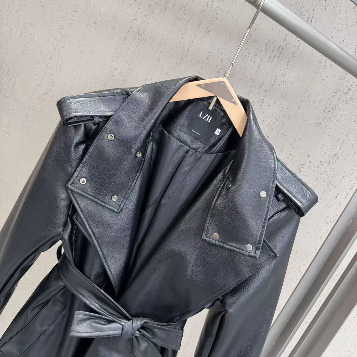 Roxane Belted Leather Trench