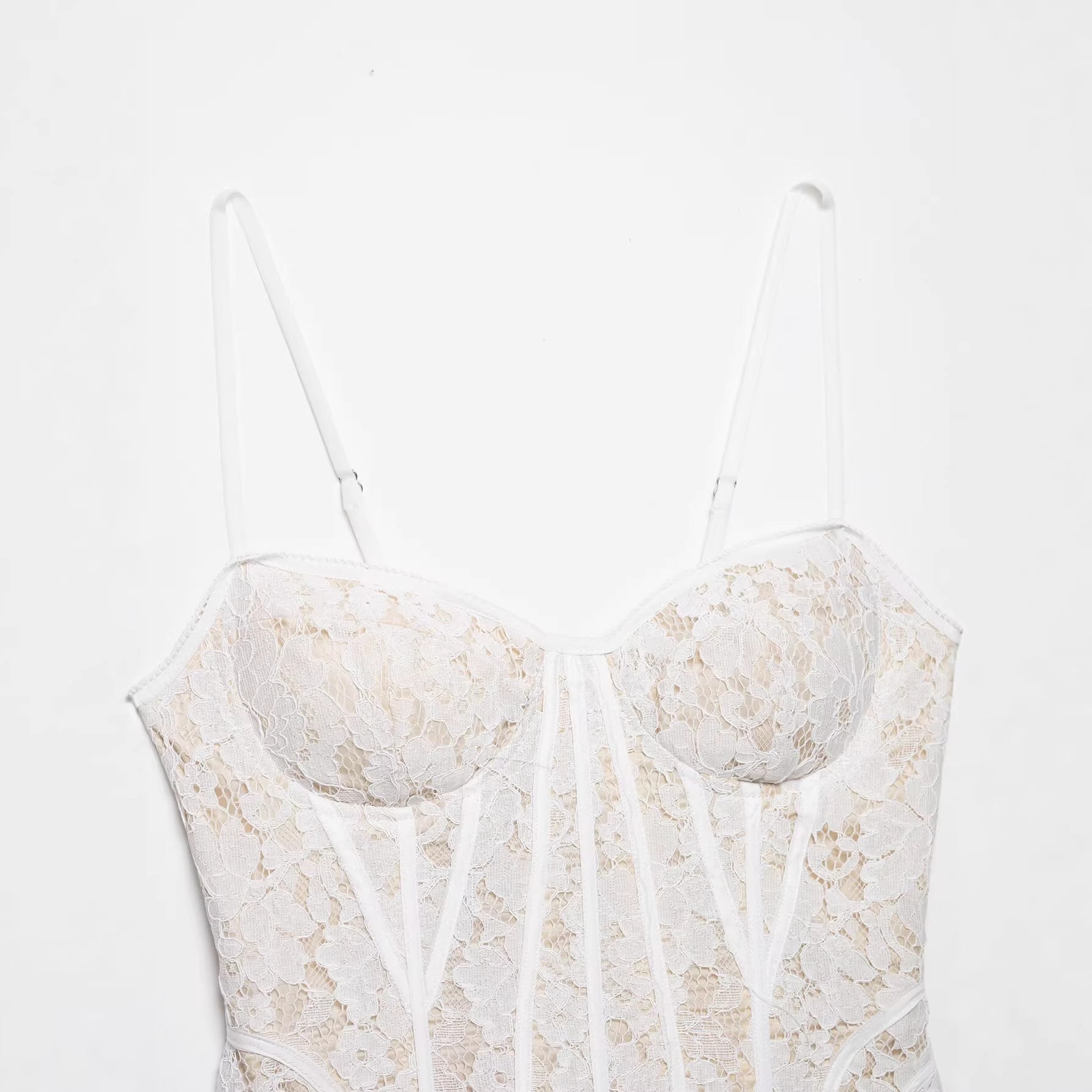 Floral Lace Boned Corset Camisole Top