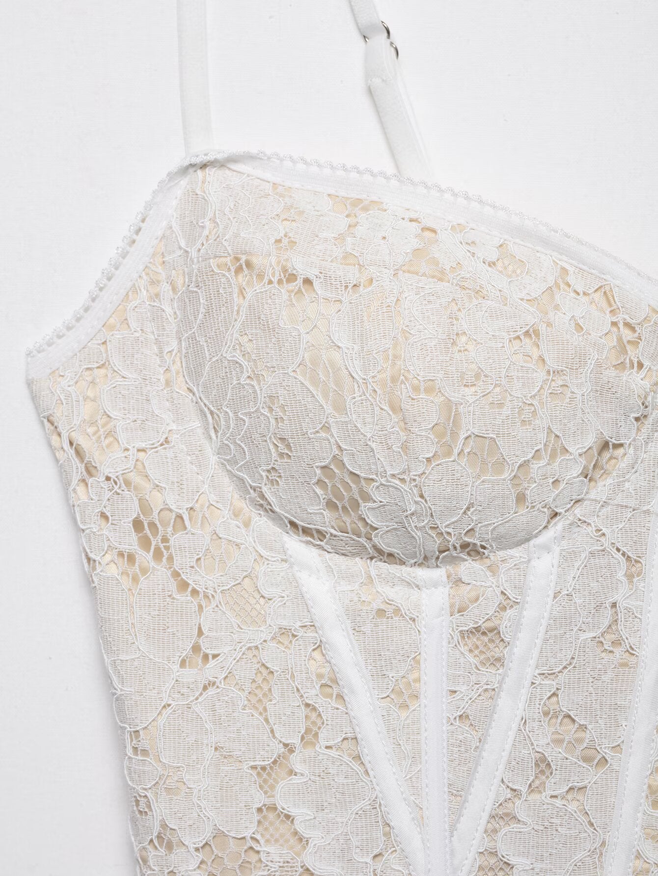 Floral Lace Boned Corset Camisole Top