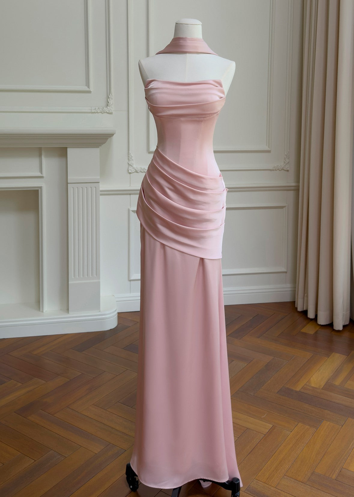 Sakuraé Satin Fishtail Maxi Dress