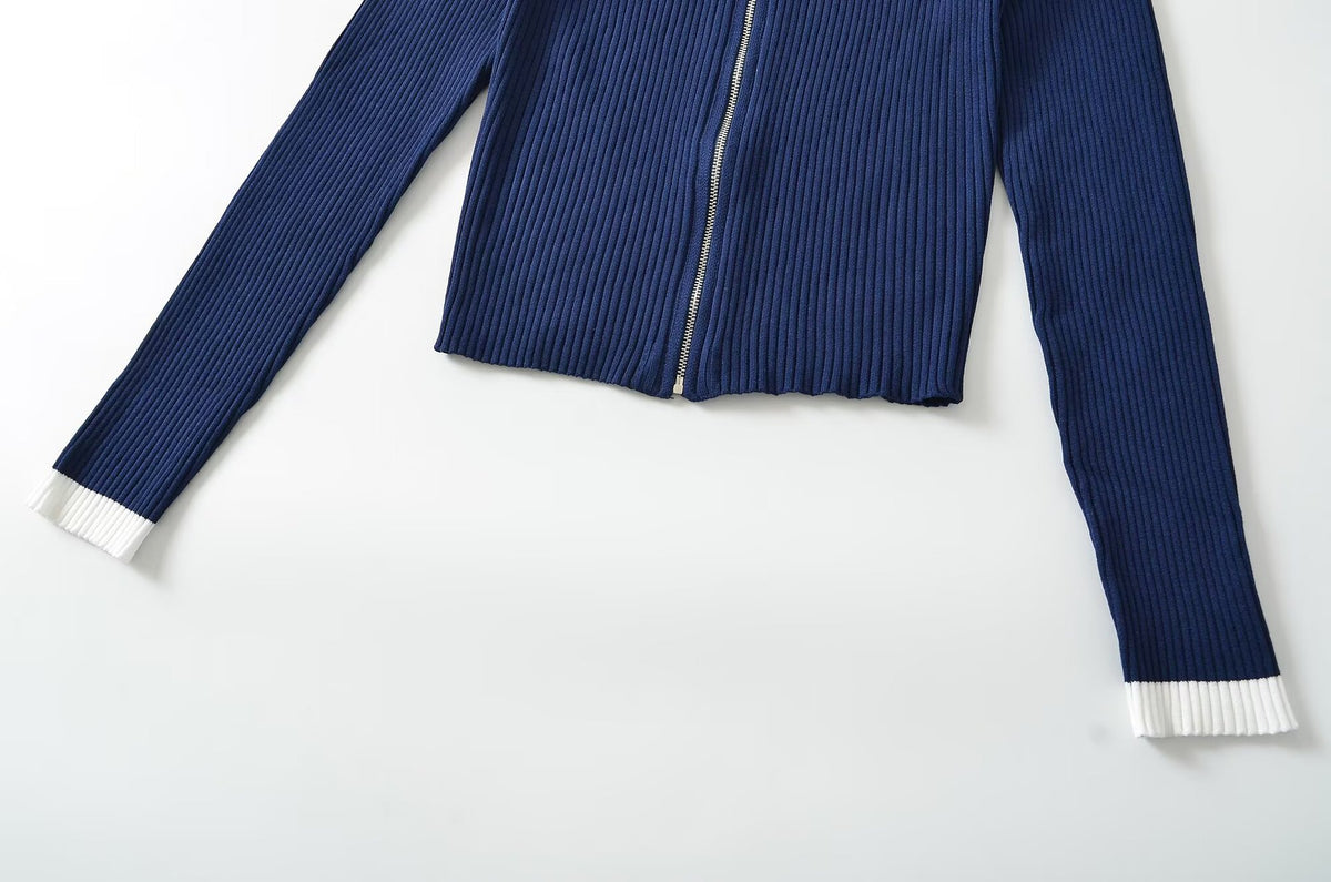 Nadia Ribbed Zip Knit Cardigan