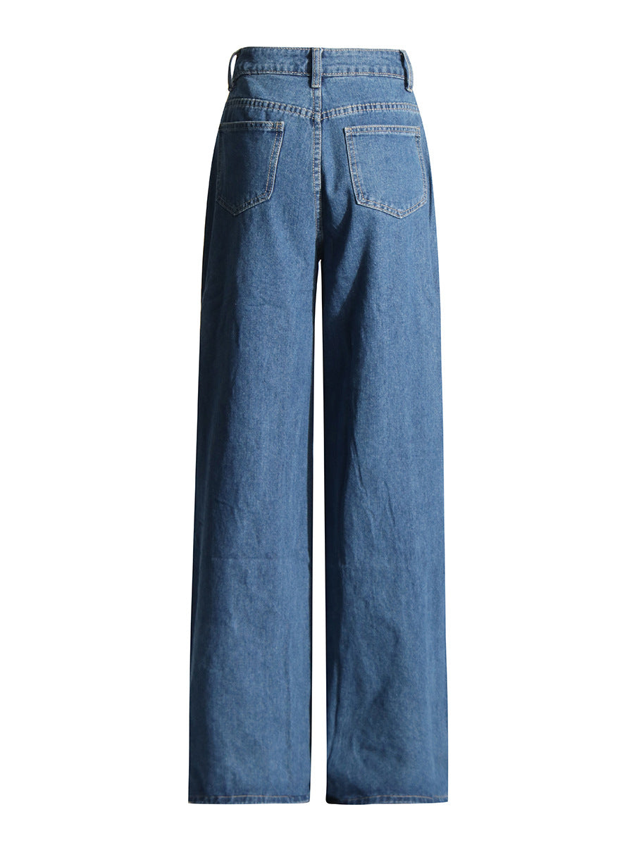 Heart Cut-Out Wide-Leg Jeans