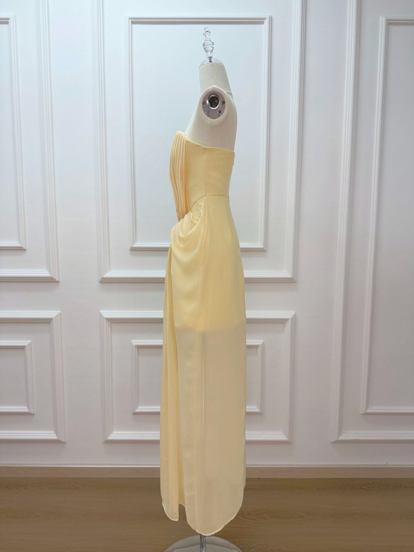 Solene Draped Chiffon Cape Maxi Dress