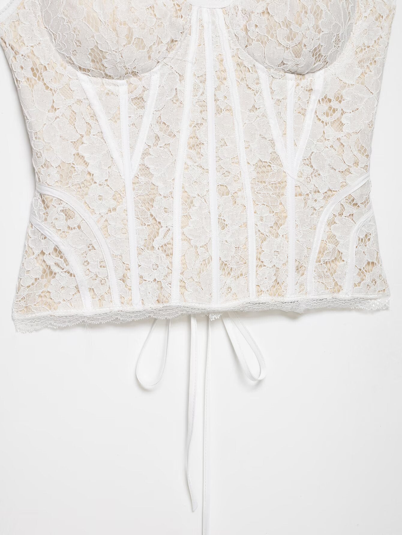 Floral Lace Boned Corset Camisole Top