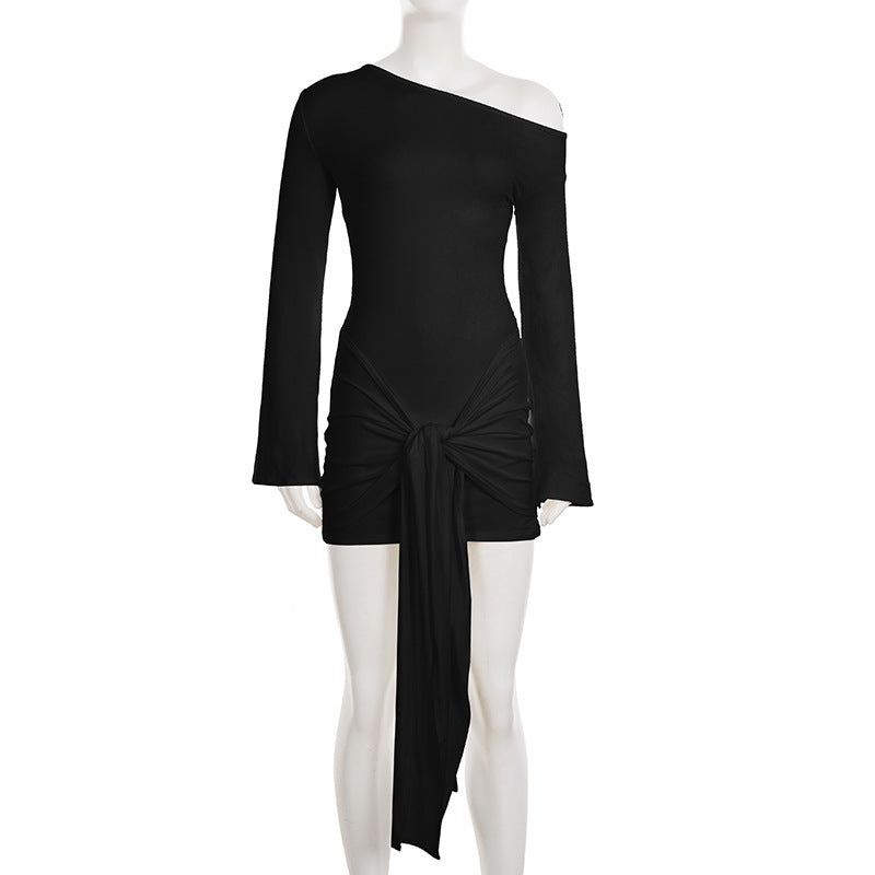 Isolde Draped One-Shoulder Mini Dress