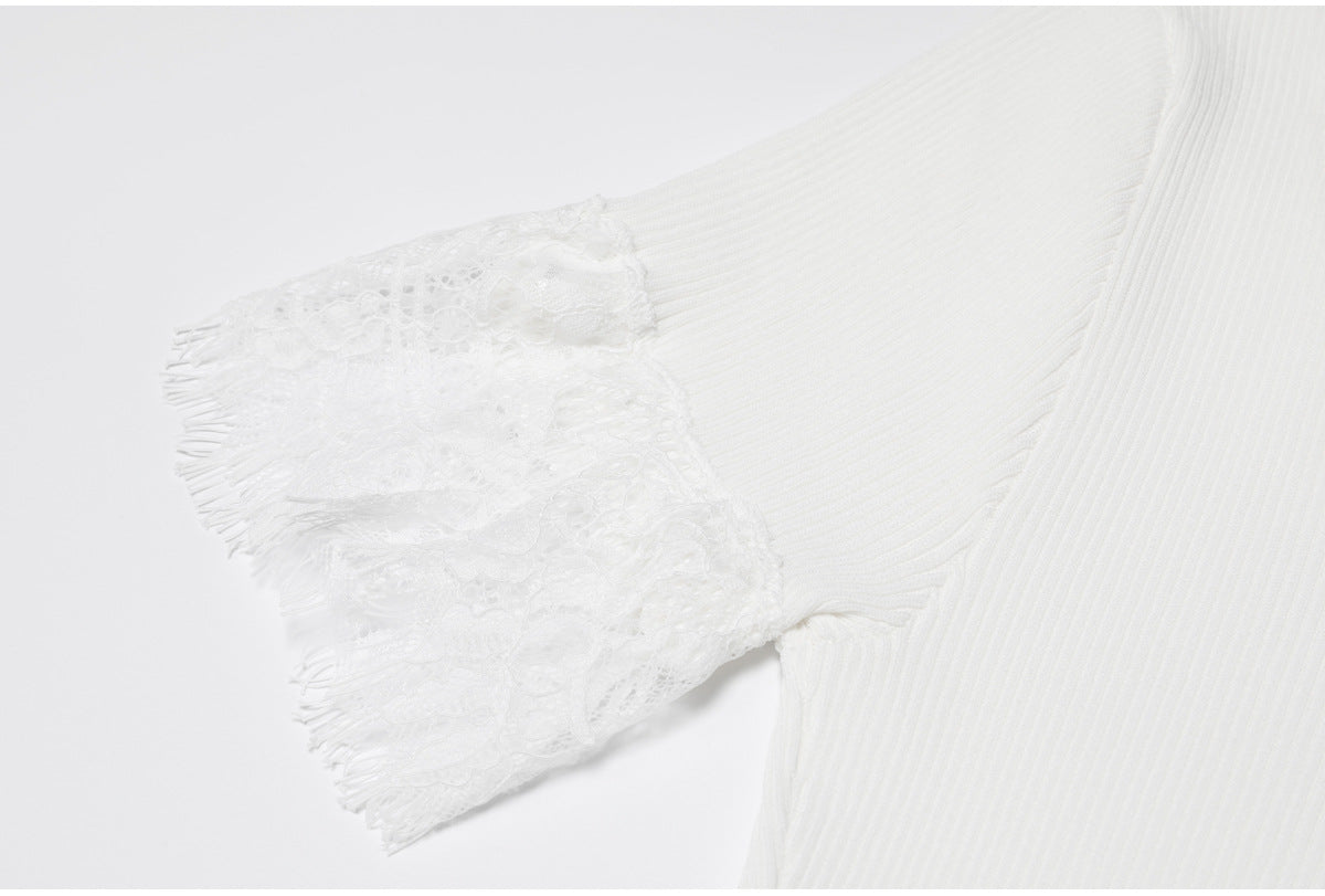 Liora Lace-Inset Knit Fishtail Maxi Dress