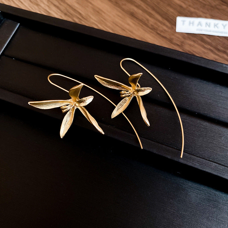 Iris Flower Threader Earrings