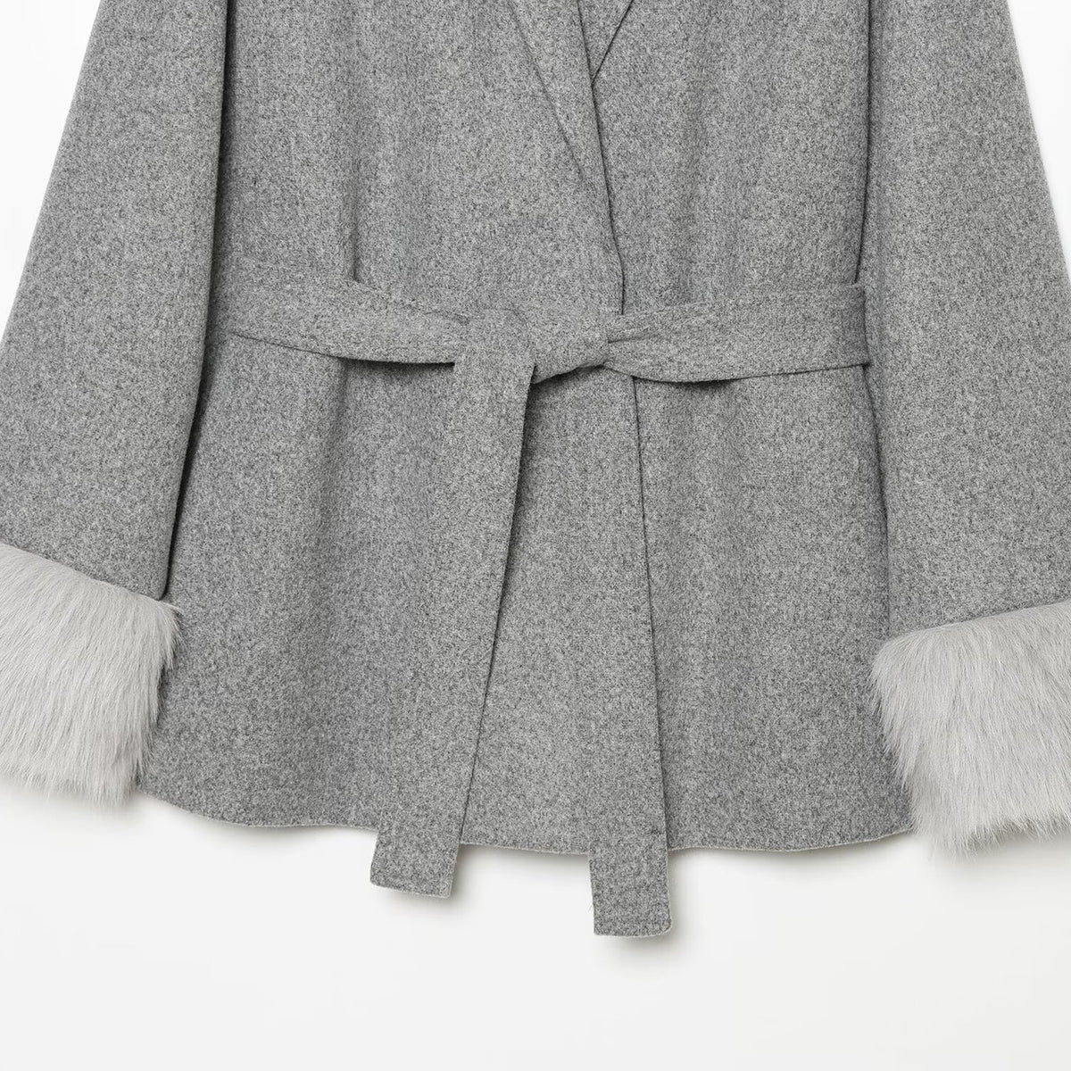 Larissa Fur-Cuff Wrap Coat