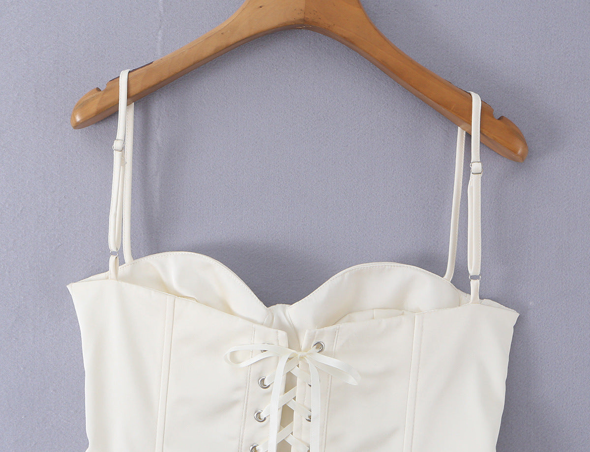 Boned Corset Lace-Up Tube Top