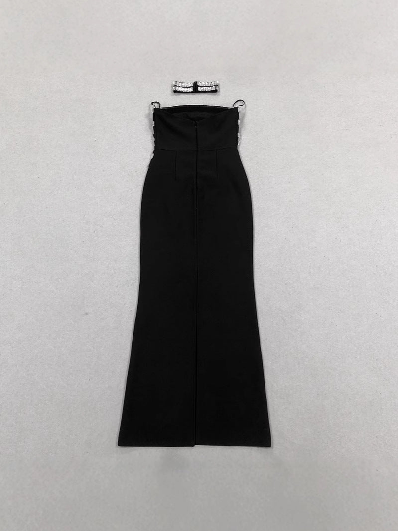 Nadira Crystal-Draped Bandeau and Maxi Skirt Set