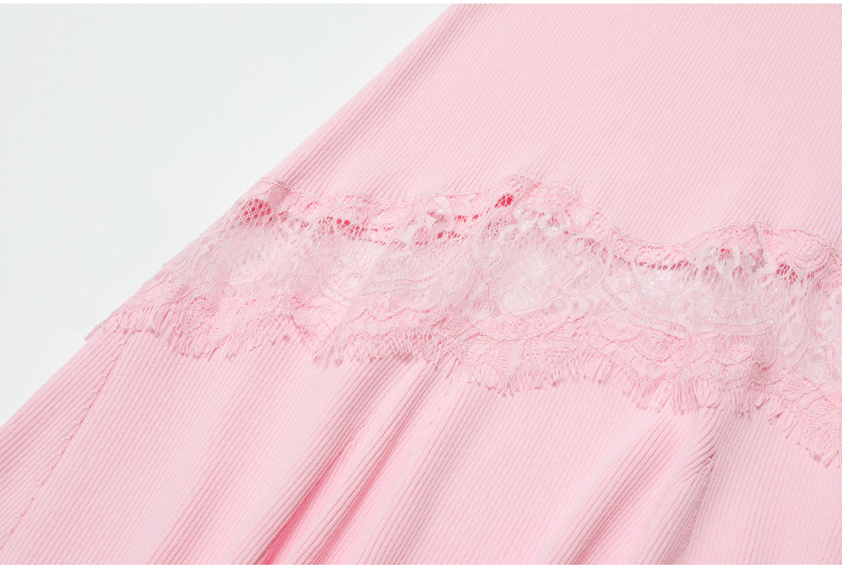 Liora Lace-Inset Knit Fishtail Maxi Dress