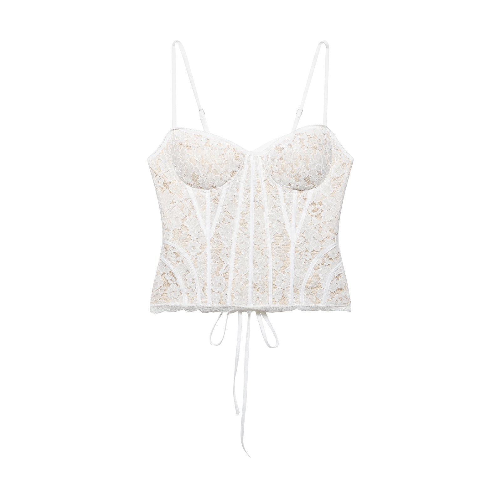 Floral Lace Boned Corset Camisole Top