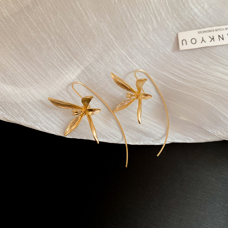 Iris Flower Threader Earrings